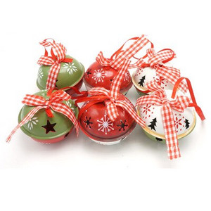 Decoratiuni de Crăciun pentru casă 6 buc. Roșu, verde, alb, fier, Jingle Bell, Panglică, Pom de Crăciun Fericit, pandantiv, 50 mm, Anul Nou de Crăciun