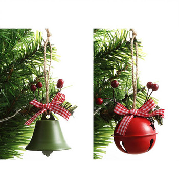1PC Коледна камбанка Червено Бяло Зелено Метални звънтящи звънчета Коледна елха Висяща висулка Орнамент Коледна украса за дома