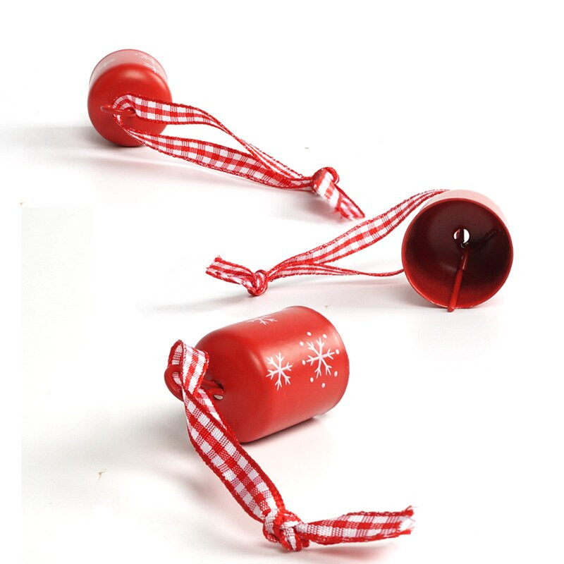 Božićni ukrasi 12 kom. Crveno cilindrično zvonce 25 mm Božićna pahulja Malo zvono Viseći ukras za božićno drvce za dom