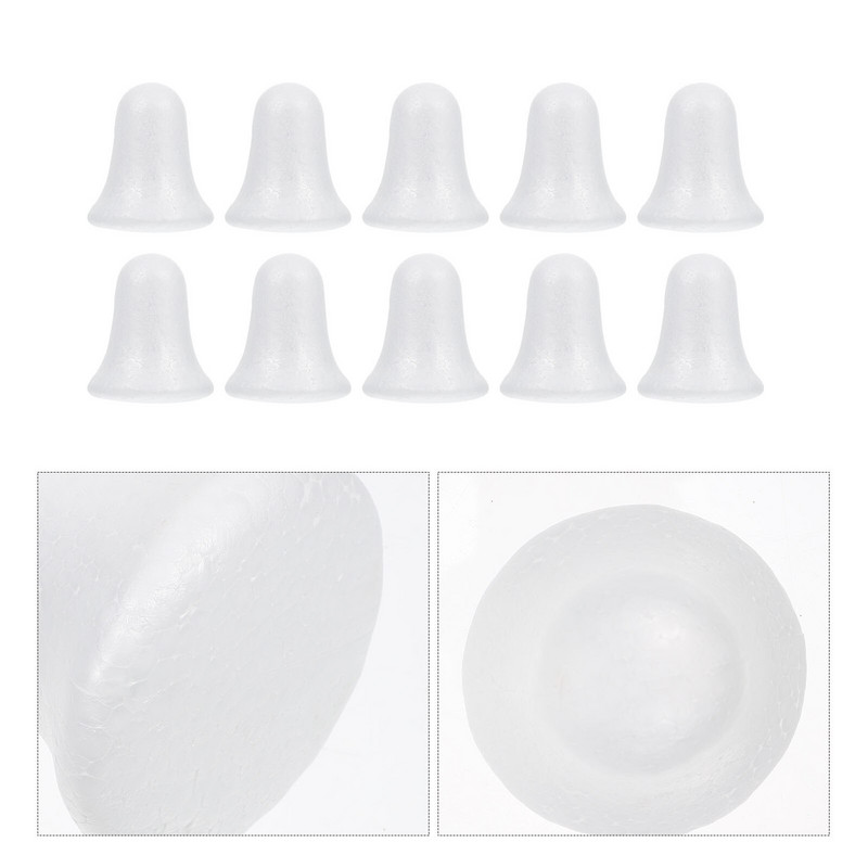 10vnt balti putų polistirolo kamuoliukai kalėdiniai varpeliai polistireno rutuliai amatų projektams Kalėdų vakarėlio dekoravimo reikmenys 9cm