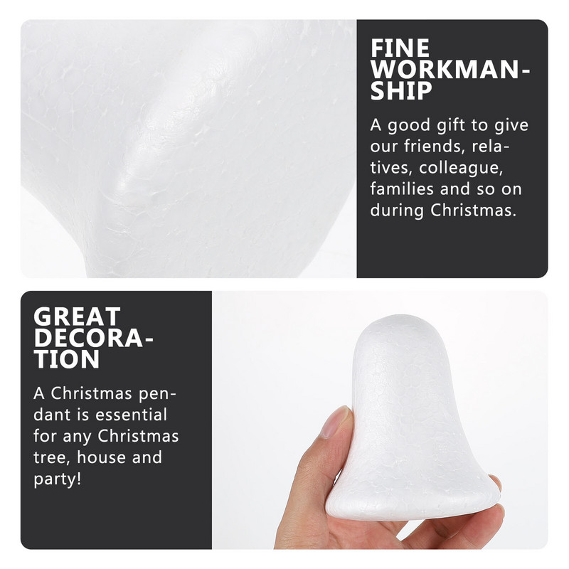 10vnt balti putų polistirolo kamuoliukai kalėdiniai varpeliai polistireno rutuliai amatų projektams Kalėdų vakarėlio dekoravimo reikmenys 9cm