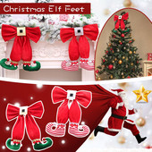 Prekrasne slatke klasične čarape Vješalice Božićne mašne Ukrasi za božićno drvce Viseći ukras Navidad 2022 Mašna #58