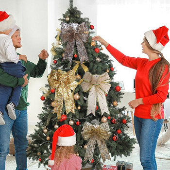 2023 Коледна украса Панделка Голям ленен панделка Коледна елха Висящ орнамент Коледно парти Декорации за дома