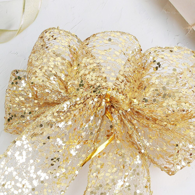 2023. gada Ziemassvētku rotājums ar lenti, liela lina loka, Ziemassvētku eglītes piekarināma rota, Ziemassvētku ballītes mājas rotājumi