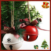 8 cm Crăciun Metal Jingle Bell Pom de Crăciun agățat frânghie de cânepă pandantiv ornament pentru petrecere acasă Festivalul de decorațiuni pentru brad de Crăciun