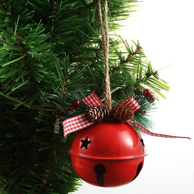 8 cm Crăciun Metal Jingle Bell Pom de Crăciun agățat frânghie de cânepă pandantiv ornament pentru petrecere acasă Festivalul de decorațiuni pentru brad de Crăciun