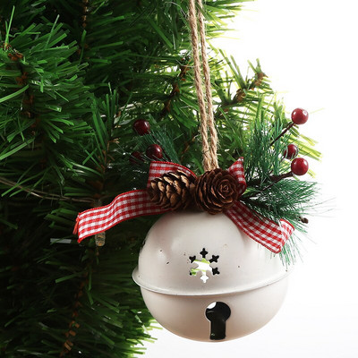 8 cm Crăciun Metal Jingle Bell Pom de Crăciun agățat frânghie de cânepă pandantiv ornament pentru petrecere acasă Festivalul de decorațiuni pentru brad de Crăciun