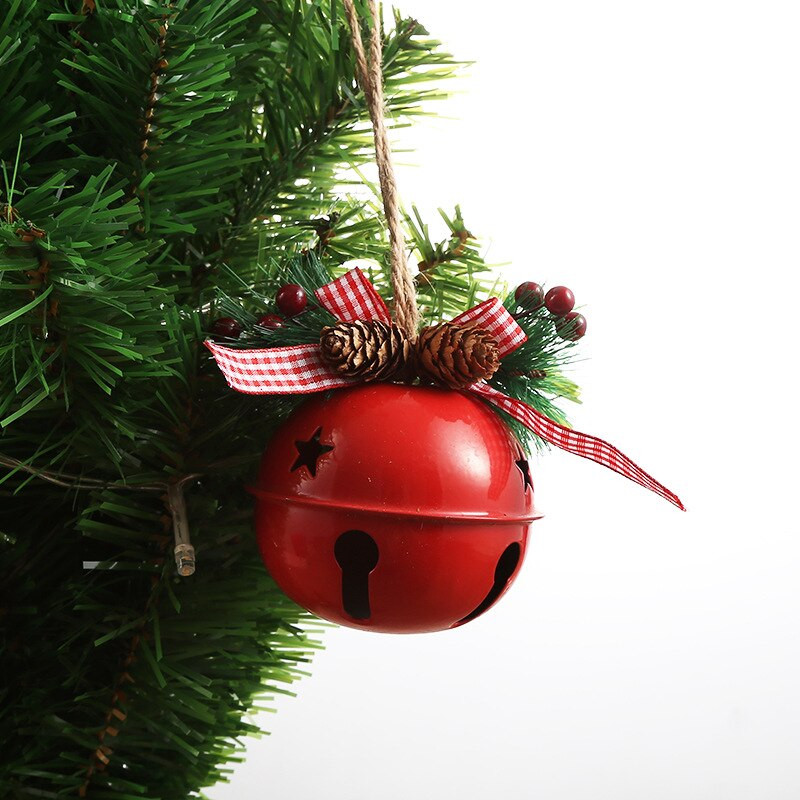 8 cm Crăciun Metal Jingle Bell Pom de Crăciun agățat frânghie de cânepă pandantiv ornament pentru petrecere acasă Festivalul de decorațiuni pentru brad de Crăciun