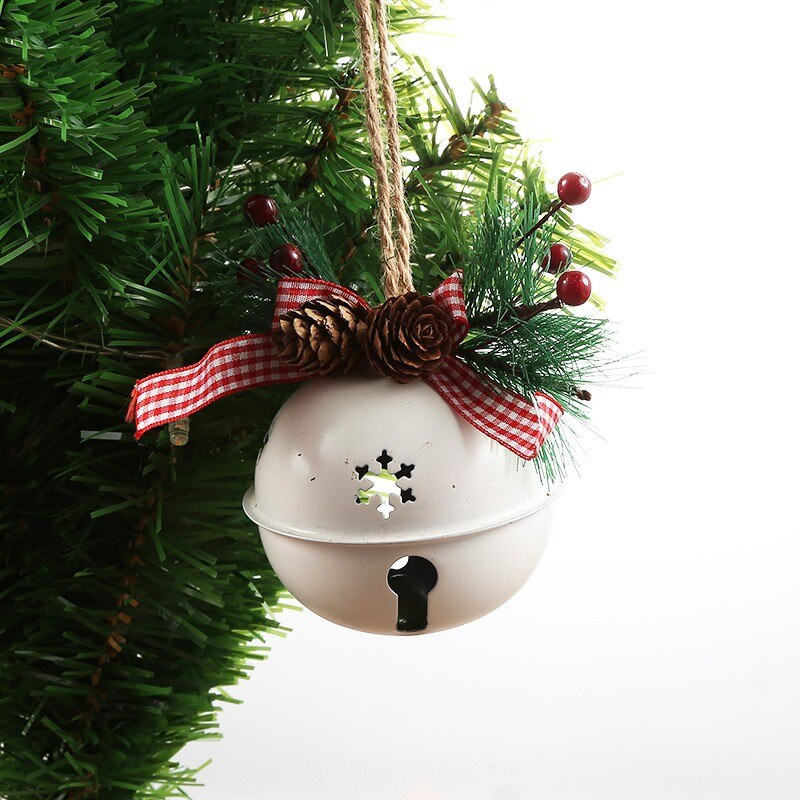 8 cm Crăciun Metal Jingle Bell Pom de Crăciun agățat frânghie de cânepă pandantiv ornament pentru petrecere acasă Festivalul de decorațiuni pentru brad de Crăciun