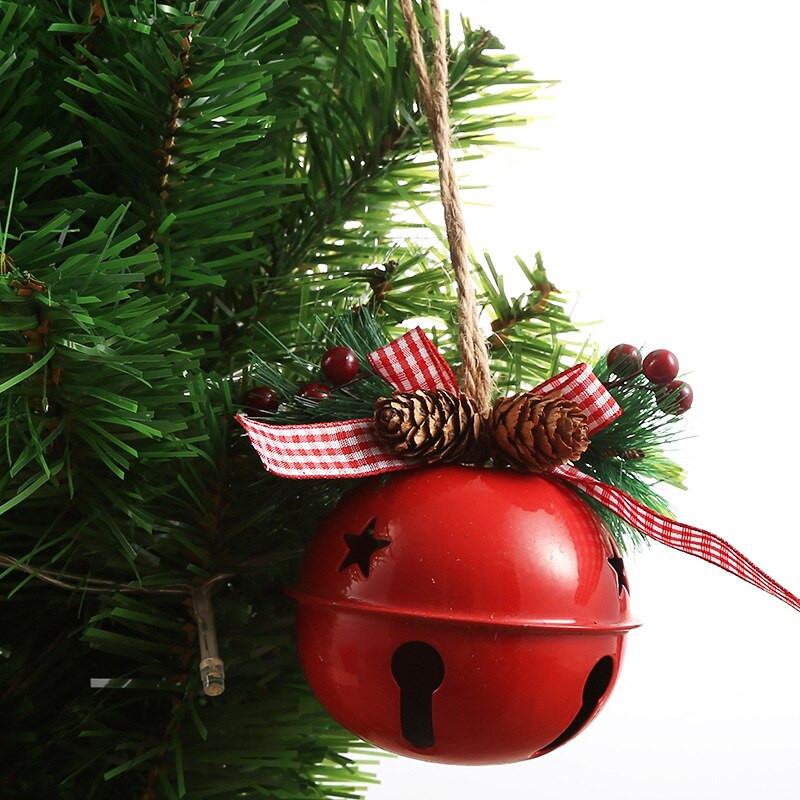 8 cm Crăciun Metal Jingle Bell Pom de Crăciun agățat frânghie de cânepă pandantiv ornament pentru petrecere acasă Festivalul de decorațiuni pentru brad de Crăciun