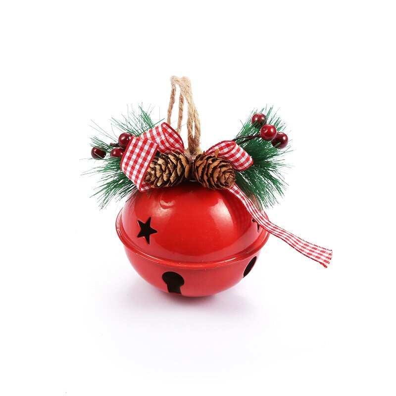 8 cm Crăciun Metal Jingle Bell Pom de Crăciun agățat frânghie de cânepă pandantiv ornament pentru petrecere acasă Festivalul de decorațiuni pentru brad de Crăciun