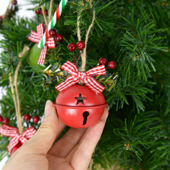 2бр. Коледна камбанка Червено Бяло Зелено Метални звънтящи звънчета Коледна елха Висяща висулка Орнамент Коледна украса за дома