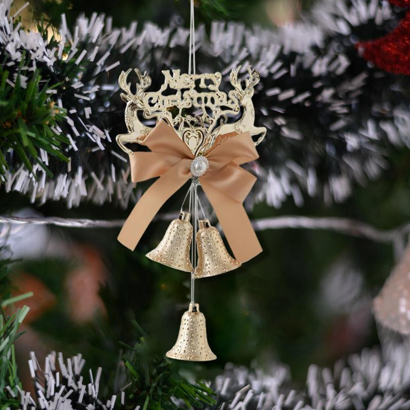 Dekoracija božićnih zvona Zidna viseća božićna zvona s leptir-mašnom Rukotvorine zvončića za blagdansko božićno fotografiranje