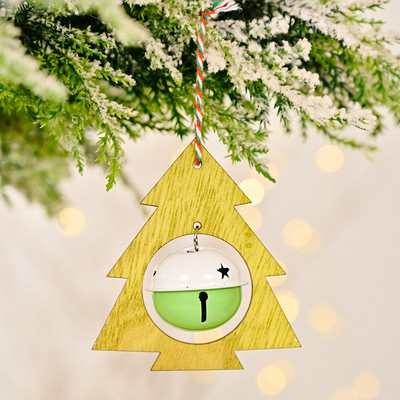 2022 Коледна креативна камбана Дървени висулки Коледно дърво Висящи орнаменти Направи си сам дървени занаяти за домашно парти Новогодишни декорации