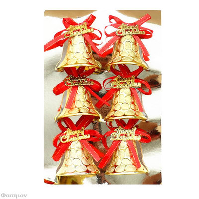 6 komada novih božićnih dodataka, zvona, ukrasa za poklon kutiju DIY, zlatnih 6*5 cm privjesaka, božićnih ukrasa za drvce 2023.