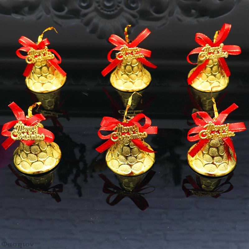 6 komada novih božićnih dodataka, zvona, ukrasa za poklon kutiju DIY, zlatnih 6*5 cm privjesaka, božićnih ukrasa za drvce 2023.