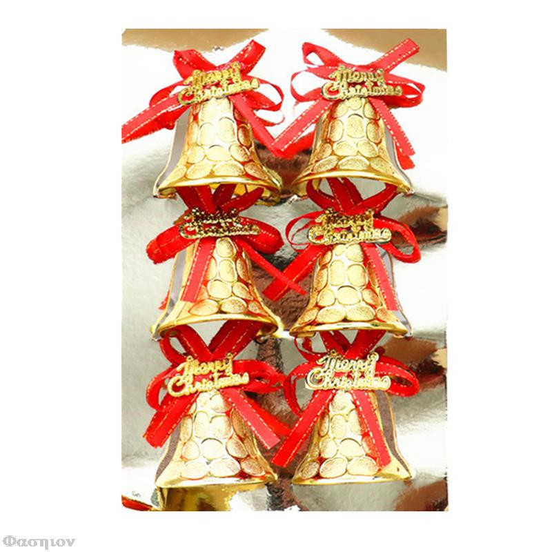 6 komada novih božićnih dodataka, zvona, ukrasa za poklon kutiju DIY, zlatnih 6*5 cm privjesaka, božićnih ukrasa za drvce 2023.