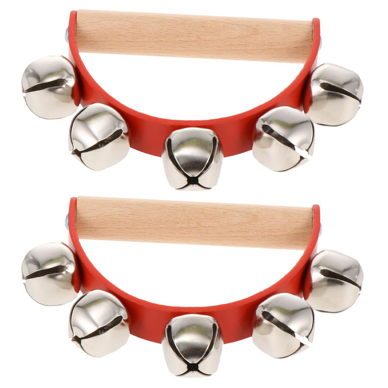 2 vnt. Rankiniai rogių varpai Mušamųjų instrumentų Vaikų rankiniai varpai su rankena