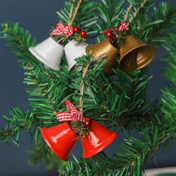 Коледна метална звънчева камбанка с висулка от конопено въже с бантик за коледно дърво Висяща украса за орнаменти