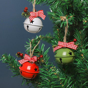 Χριστουγεννιάτικο μεταλλικό κουδούνι με μενταγιόν από σχοινί κάνναβης για χριστουγεννιάτικο δέντρο Κρεμαστό στολίδι