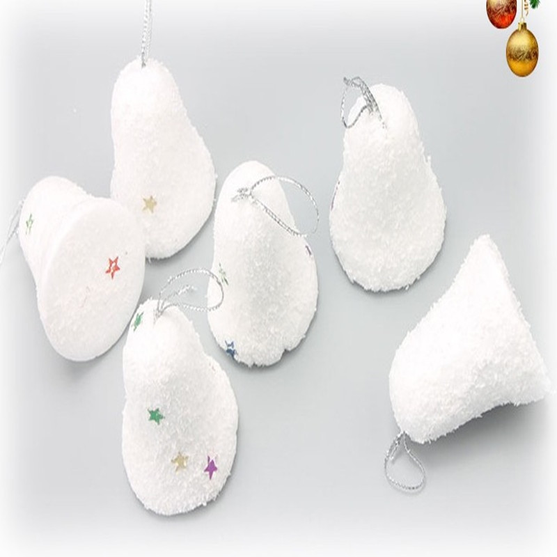 6 buc/lot Crăciun Fericit 4 cm Pandantiv Clopot din Spumă Albă Decorat pentru Pomul de Crăciun Rechizite pentru petreceri de Crăciun
