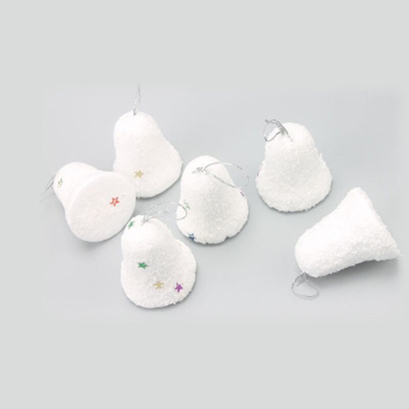 6 buc/lot Crăciun Fericit 4 cm Pandantiv Clopot din Spumă Albă Decorat pentru Pomul de Crăciun Rechizite pentru petreceri de Crăciun