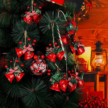 16 бр. Коледна метална звънче звънче с висулка с бантик за коледно дърво Висящ орнамент Декорация на дома 2023 Нова година Navidad