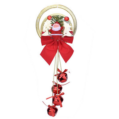 1 buc ornament de Crăciun cu clopoțel dublu cu fundătură de Crăciun, pentru ușă, agățat, decorațiuni pentru casă, pandantiv, clopot la modă, ornamente pentru Crăciun.