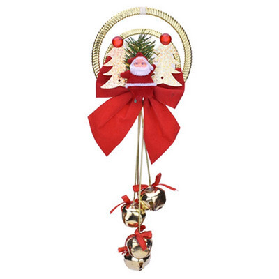 1 buc ornament de Crăciun cu clopoțel dublu cu fundătură de Crăciun, pentru ușă, agățat, decorațiuni pentru casă, pandantiv, clopot la modă, ornamente pentru Crăciun.