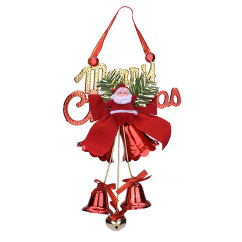 1 buc ornament de Crăciun cu clopoțel dublu cu fundătură de Crăciun, pentru ușă, agățat, decorațiuni pentru casă, pandantiv, clopot la modă, ornamente pentru Crăciun.