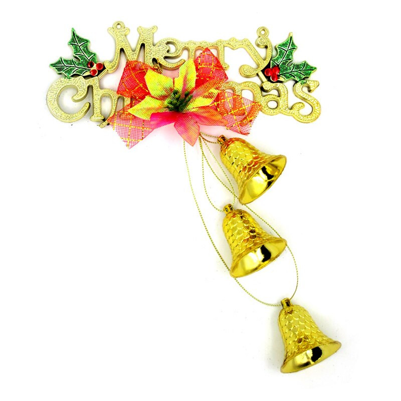 1 Buc Aur Argintiu Clopote de Crăciun Fericit Ornament de sclipici de pom de Crăciun Pandantiv Anul Nou 2022 Decor de petrecere festivă Decor pentru casă