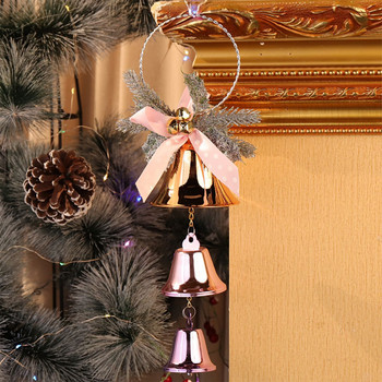 Коледни звънчета за украса Коледни звънчета на куп с лък Декоративни висящи орнаменти