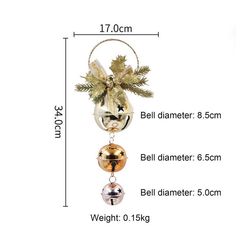 Kaunistuseks mõeldud jõulukellad Jõulukellade kamp vibudekoratiivsete rippuvate kaunistustega