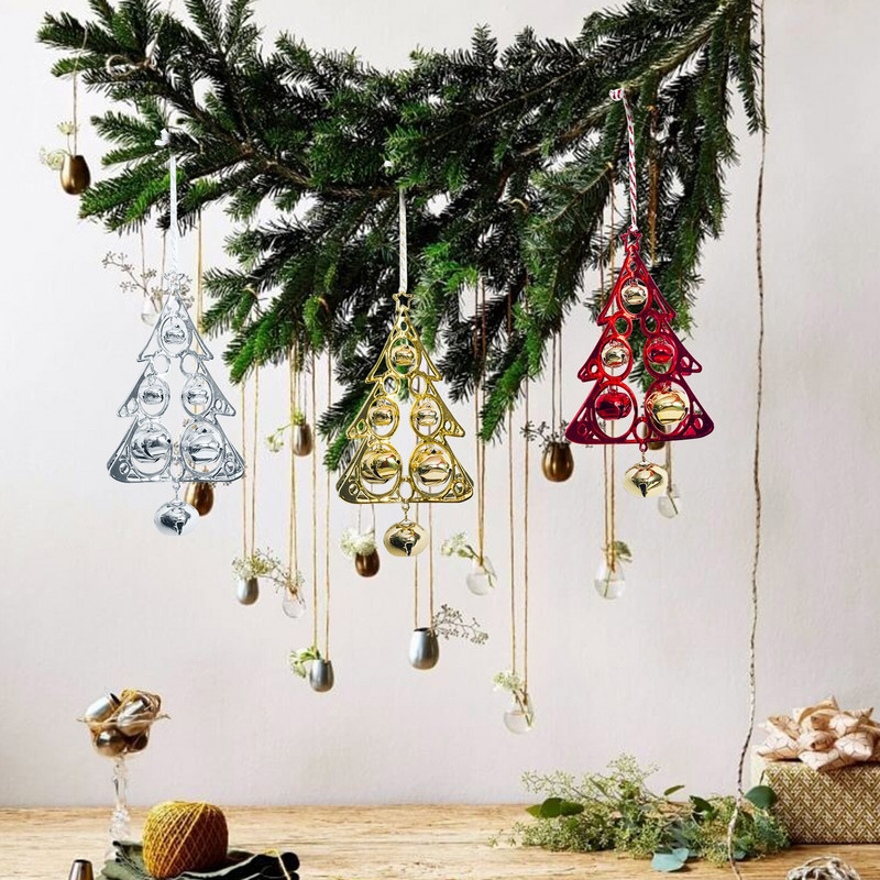 Kalėdų eglutės formos metalinis pakabukas Kalėdų eglutės varpelio kabantys papuošimai pakabukai Kūrybingi papuošalai Naujiesiems 2022 metams