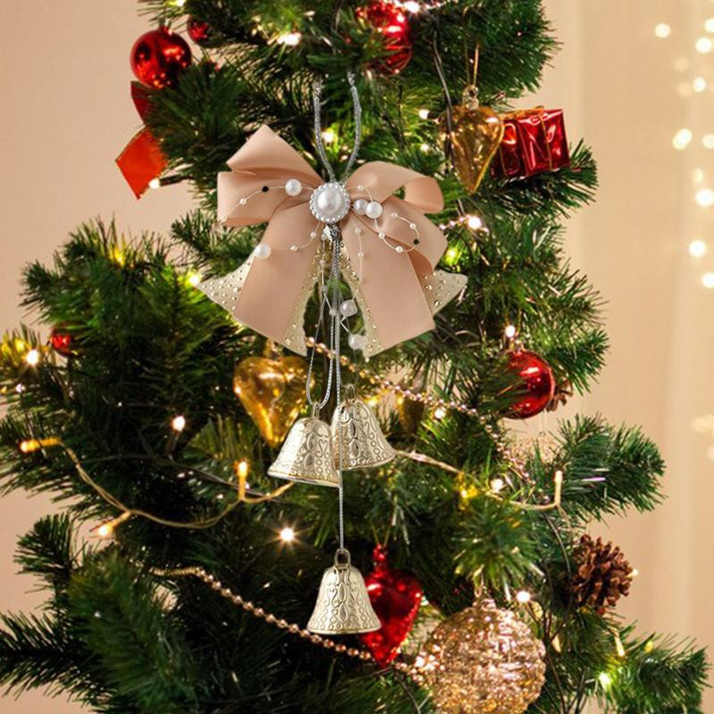 Decor clopoțel de Crăciun Clopote de vacanță Decoruri pentru clopoței de acasă cu papion Clopote suspendate pentru ușă Decor de clopoței pentru brad de Crăciun pentru interior