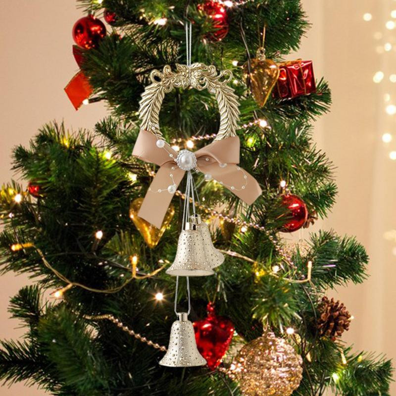 Decor clopoțel de Crăciun Clopote de vacanță Decoruri pentru clopoței de acasă cu papion Clopote suspendate pentru ușă Decor de clopoței pentru brad de Crăciun pentru interior