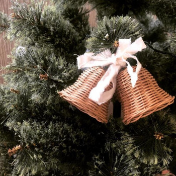 Камбанки от ратан за занаяти Висулка Орнаменти за коледно дърво Коледна празнична украса Ръчно тъкани камбанки за дома 2022 г.
