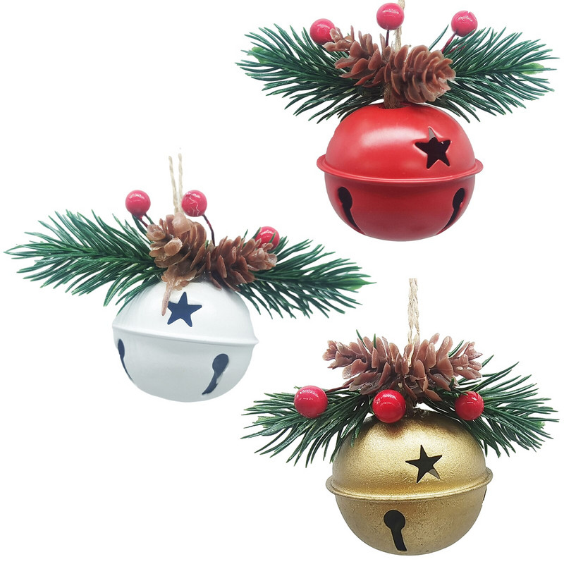 1 bucăți 15 cm roșu alb aur de Crăciun metal Jingle Bell brad de Crăciun agățat ornament pandantiv decorațiuni de Crăciun pentru casă