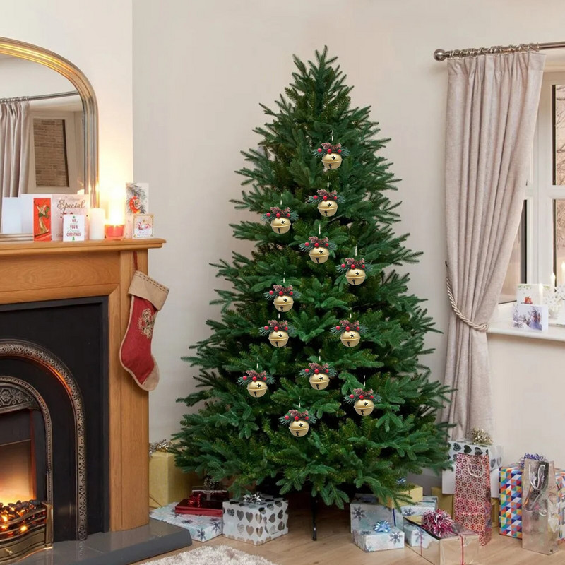 1 bucăți 15 cm roșu alb aur de Crăciun metal Jingle Bell brad de Crăciun agățat ornament pandantiv decorațiuni de Crăciun pentru casă