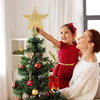 Коледна елха със златен блясък Желязна звезда Коледни декорации за дома Орнаменти за коледно дърво Navidad Нова година 2021 Natal Noel