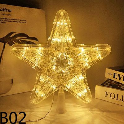 1gab 18/24,5 cm Ziemassvētku eglītes augšdaļa zvaigzne LED gaismas rotājums Ziemassvētku kulons mājas nakts gaismas dekors Ziemassvētku dāvana Navidad 2023