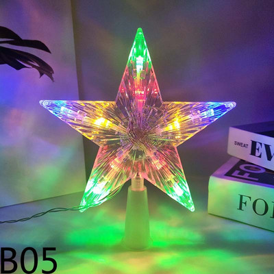 1gab 18/24,5 cm Ziemassvētku eglītes augšdaļa zvaigzne LED gaismas rotājums Ziemassvētku kulons mājas nakts gaismas dekors Ziemassvētku dāvana Navidad 2023