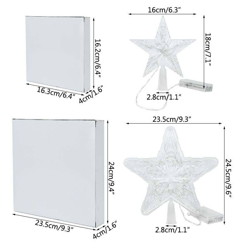 1gab 18/24,5 cm Ziemassvētku eglītes augšdaļa zvaigzne LED gaismas rotājums Ziemassvētku kulons mājas nakts gaismas dekors Ziemassvētku dāvana Navidad 2023