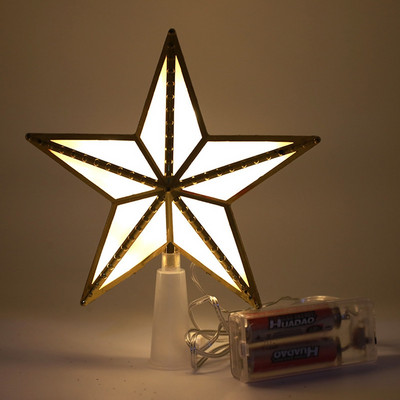 Коледно дърво Topper Звезди LED светлина 3D блестяща звезда Коледни орнаменти за дървета Домашно парти Сватбена украса
