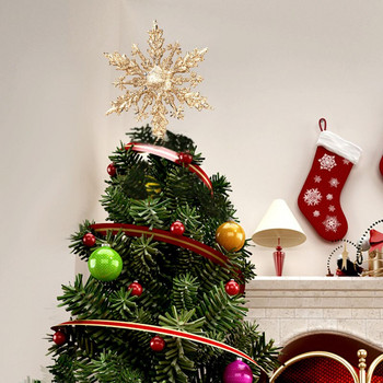 Snowflake Christmas Tree Topper Glitter Hollow Gold Star Χριστουγεννιάτικα στολίδια Χριστουγεννιάτικου δέντρου Χριστουγεννιάτικα στολίδια για το σπίτι 2022 Χριστούγεννα Πρωτοχρονιά