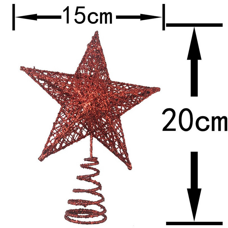 1gb 15*20cm zelta mirdzoša Ziemassvētku eglītes tops Iron Star Ziemassvētku rotājumi mājām Ziemassvētku eglīšu rotājumi Jaungada dekors
