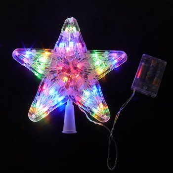 9-инчова LED осветена звезда във формата на коледна елха Topper Light Up Star Xmas Tree Top Topper Ornament Navidad Коледна украса за дома