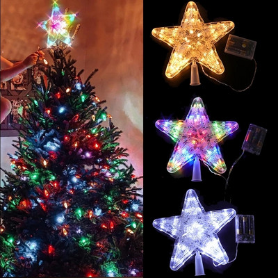 9-tolline LED-valgustusega Tähekujuline jõulupuu ladvavalgustiga Tähe jõulupuu ladvaga kaunistus Navidadi jõulukodu kaunistus