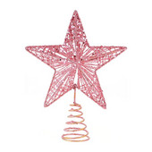 1 gab. Izsmalcināts dzelzs mākslas ornaments, skaista koku zvaigzne Ziemassvētkiem (rozā)