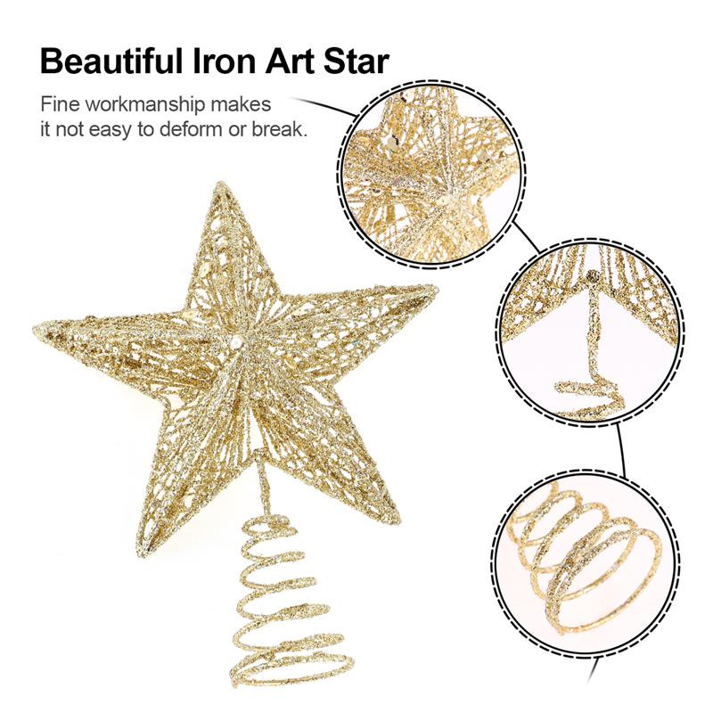 1 gab. Izsmalcināts dzelzs mākslas ornaments, skaista koku zvaigzne Ziemassvētkiem (rozā)